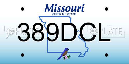 389DCL Missouri License Plate