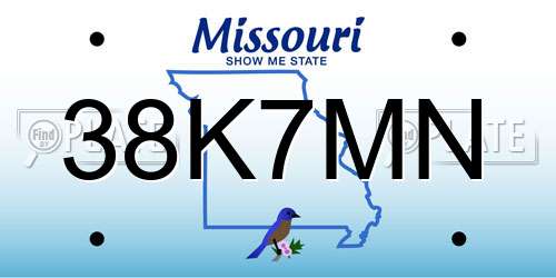 38K7MN Missouri License Plate