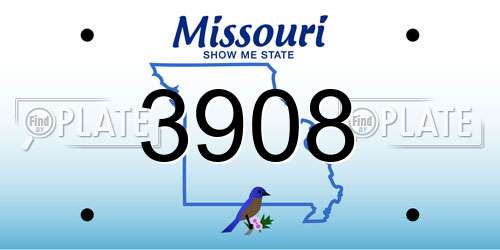3908 Missouri License Plate