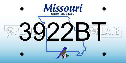 3922BT Missouri License Plate