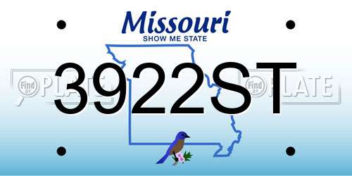 3922ST Missouri License Plate