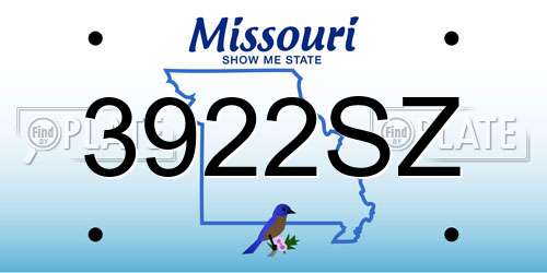 3922SZ Missouri License Plate