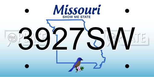 3927SW Missouri License Plate
