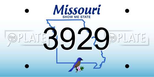 3929 Missouri License Plate