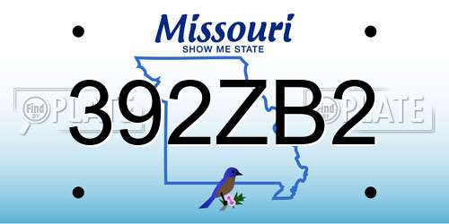 392ZB2 Missouri License Plate