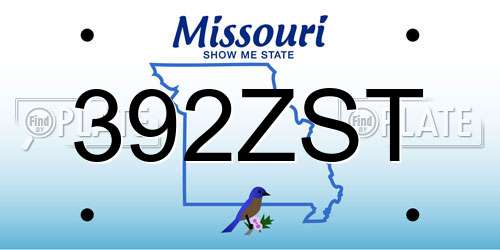 392ZST Missouri License Plate