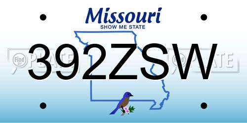 392ZSW Missouri License Plate
