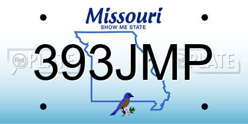 393JMP Missouri License Plate