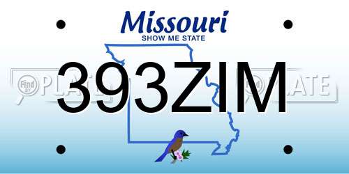 393ZIM Missouri License Plate