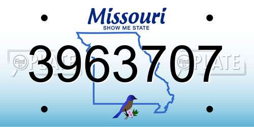3963707 Missouri License Plate