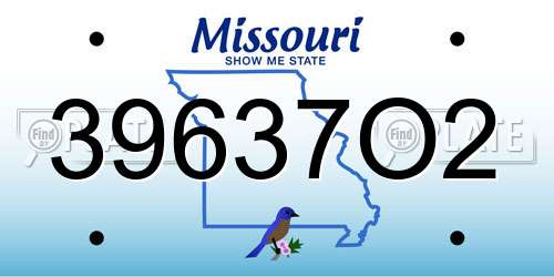 39637O2 Missouri License Plate