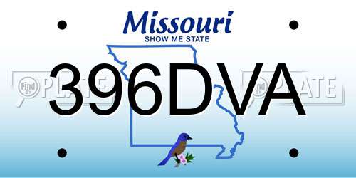 396DVA Missouri License Plate