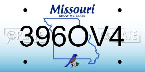 396OV4 Missouri License Plate