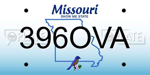 396OVA Missouri License Plate