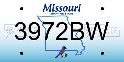 3972BW Missouri License Plate