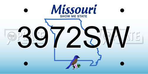 3972SW Missouri License Plate