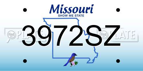 3972SZ Missouri License Plate