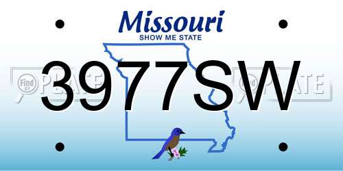3977SW Missouri License Plate