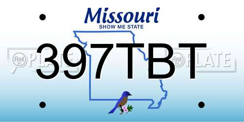 397TBT Missouri License Plate
