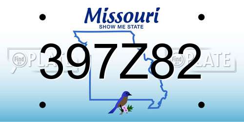 397Z82 Missouri License Plate