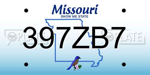 397ZB7 Missouri License Plate