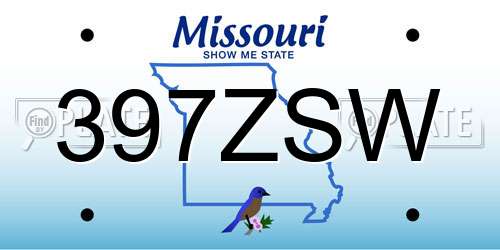 397ZSW Missouri License Plate