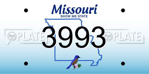 3993 Missouri License Plate