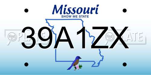 39A1ZX Missouri License Plate