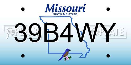 39B4WY Missouri License Plate