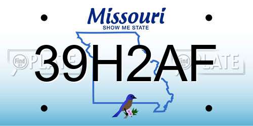39H2AF Missouri License Plate