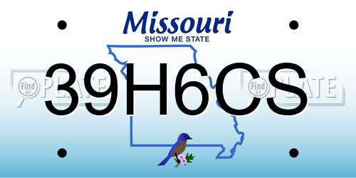 39H6CS Missouri License Plate