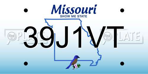 39J1VT Missouri License Plate