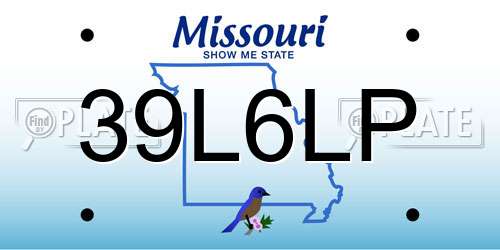 39L6LP Missouri License Plate