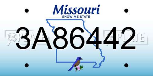3A86442 Missouri License Plate