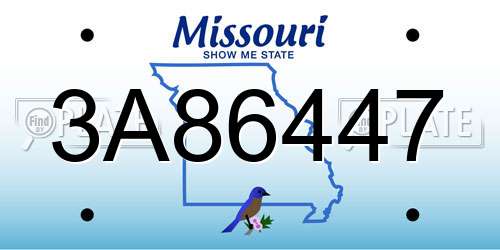3A86447 Missouri License Plate