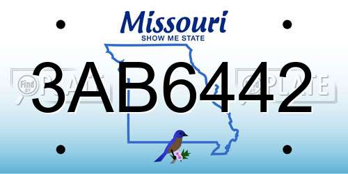 3AB6442 Missouri License Plate