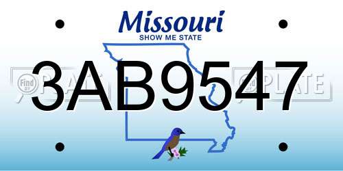 3AB9547 Missouri License Plate