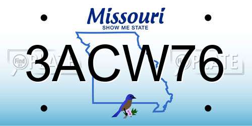 3ACW76 Missouri License Plate