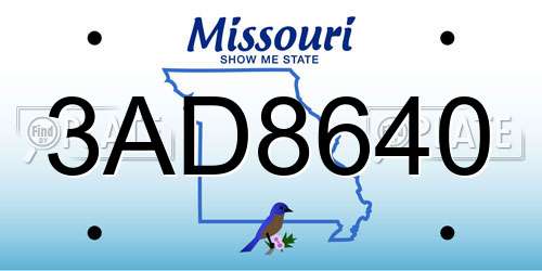 3AD8640 Missouri License Plate