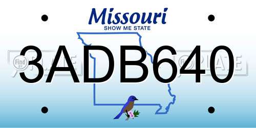 3ADB640 Missouri License Plate