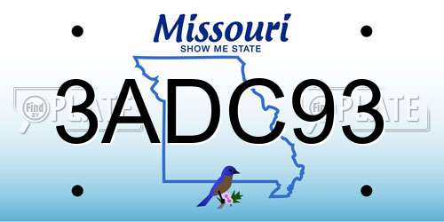 3ADC93 Missouri License Plate