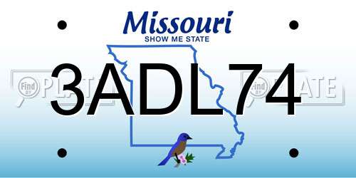 3ADL74 Missouri License Plate