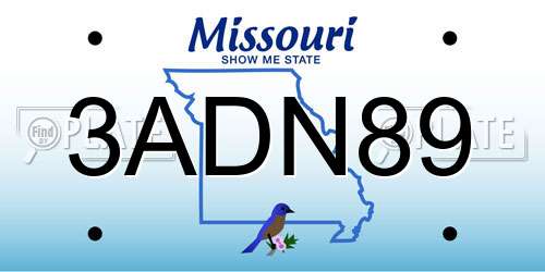 3ADN89 Missouri License Plate