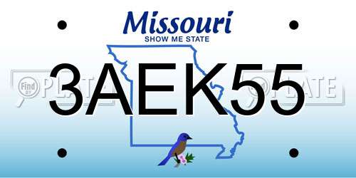 3AEK55 Missouri License Plate