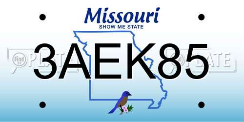 3AEK85 Missouri License Plate