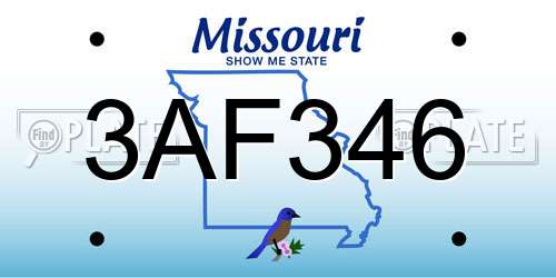 3AF346 Missouri License Plate