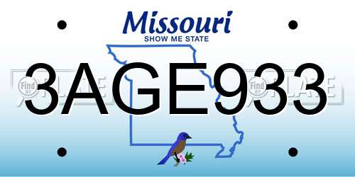 3AGE933 Missouri License Plate