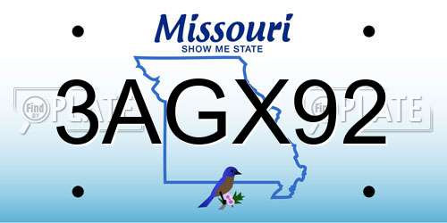 3AGX92 Missouri License Plate