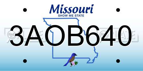 3AOB640 Missouri License Plate