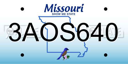 3AOS640 Missouri License Plate